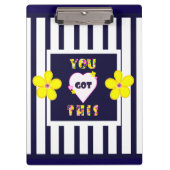 Navy Striped Helder Geel Art Flower Klembord (Voorkant)