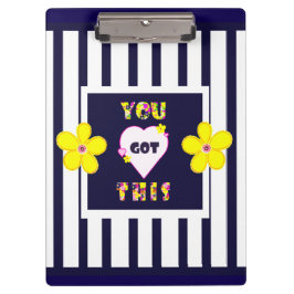 Navy Striped Helder Geel Art Flower Klembord