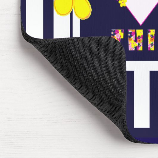 Navy Striped Helder Geel Art Flower Muismat (Hoek)