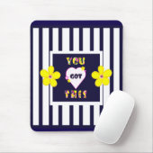 Navy Striped Helder Geel Art Flower Muismat (Met muis)