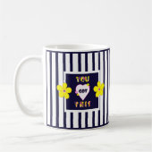 Navy Striped Heldergele Bloemen Koffie Mok (Links)