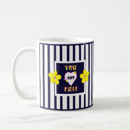 Navy Striped Heldergele Bloemen Koffie Mok