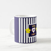Navy Striped Heldergele Bloemen Koffie Mok (Voorkant links)