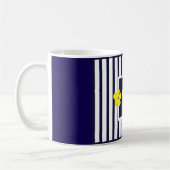 Navy Striped Heldergele Bloemen Koffie Mok (Links)