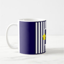 Navy Striped Heldergele Bloemen Koffie Mok