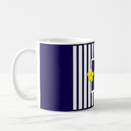 Navy Striped Heldergele Bloemen Koffie Mok
