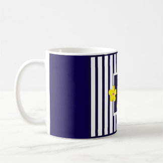 Navy Striped Heldergele Bloemen Koffie Mok