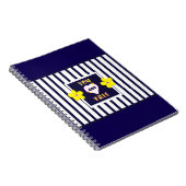 Navy Striped Notitieboek Heldergele kunstbloem (Rechterzijde)