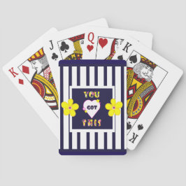 Navy Striped Notitieboek Heldergele kunstbloem Pokerkaarten