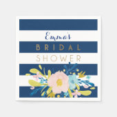 Navy Striped Vrijgezellenfeest Personalized Napkin Servetten (Voorkant)