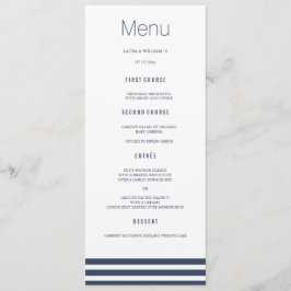 Navy Striped Wedding Dinner Menu Cards