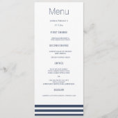 Navy Striped Wedding Dinner Menu Cards (Voorkant)