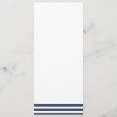 Navy Striped Wedding Dinner Menu Cards (Achterkant)