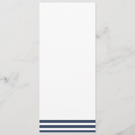 Navy Striped Wedding Dinner Menu Cards (Achterkant)