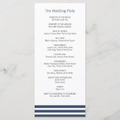 Navy Striped Wedding Programma Programmakaart (Achterkant)