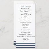 Navy Striped Wedding Programma Programmakaart (Voorkant / Achterkant)