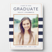 Navy Stripes Afstuderen Foto Plaque Fotoplaat (voorkant)