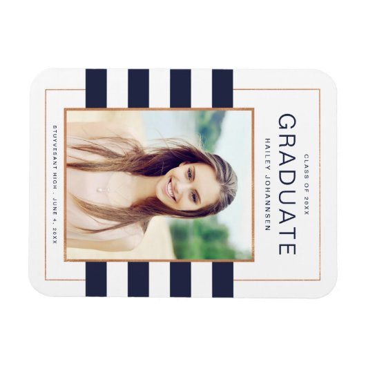 Navy Stripes Afstuderen fotomagneet Magneet (Horizontaal)