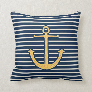 Navy Stripes Anchor Kussen