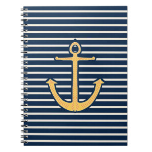 Navy Stripes Anchor Notitieboek