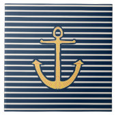 Navy Stripes Anchor Tegeltje (Voorkant)
