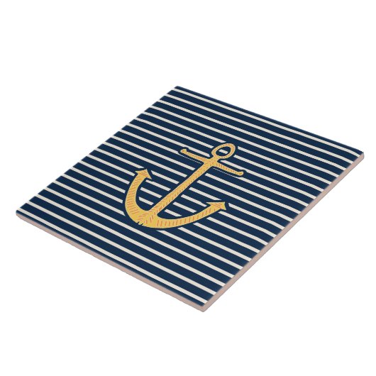 Navy Stripes Anchor Tegeltje (Zijkant)