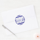 Navy Stripes and Nautical Anchor Birthday Party Ronde Sticker (Envelop)