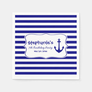 Navy Stripes and Nautical Anchor Birthday Party Servet