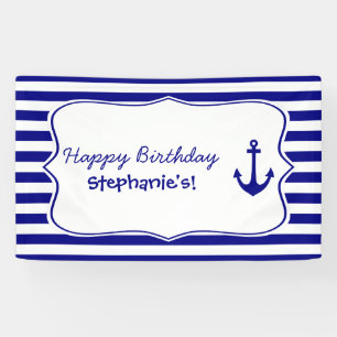 Navy Stripes and Nautical Anchor Birthday Party Spandoek