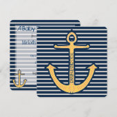 Navy Stripes Anker Baby shower Kaart (Voorkant / Achterkant)