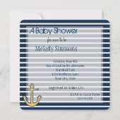 Navy Stripes Anker Baby shower Kaart (Achterkant)