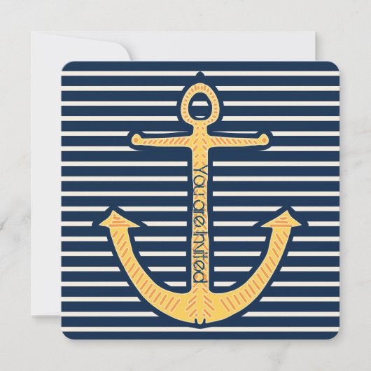 Navy Stripes Anker Baby shower Kaart (Voorkant)