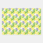 Navy Stripes & Damask met gele citroenen patroon Inpakpapier Vel (Voorkant 3)