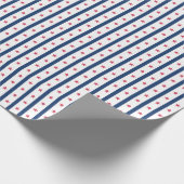 Navy Stripes en Red Stars, Amerikaans, Patriottisc Cadeaupapier (Hoek)