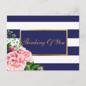  Navy Stripes en Rozen Floral gepersonaliseerd Briefkaart (Voorkant)