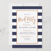 Navy Stripes Graduation Party Uitnodiging (Voorkant)