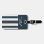 Navy Stripes | Het Monogram van de moderne man Bagagelabel (Voorkant horizontaal)