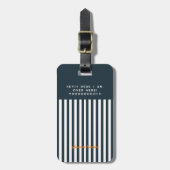 Navy Stripes | Het Monogram van de moderne man Bagagelabel (Voorkant verticaal)
