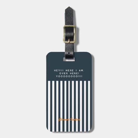 Navy Stripes | Het Monogram van de moderne man Bagagelabel (Voorkant verticaal)