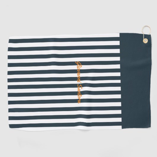 Navy Stripes | Het Monogram van de moderne man Golfhanddoek (Horizontaal)