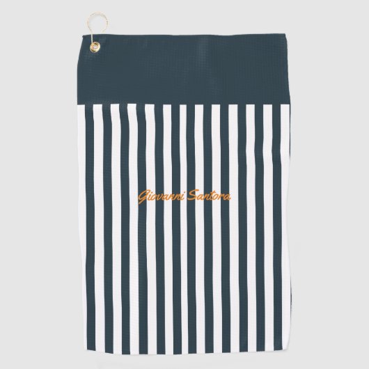 Navy Stripes | Het Monogram van de moderne man Golfhanddoek (Voorkant)