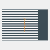Navy Stripes | Het Monogram van de moderne man Inpakpapier Vel (Voorkant)