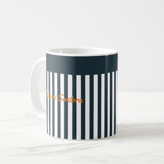 Navy Stripes | Het Monogram van de moderne man Koffiemok (Voorkant links)