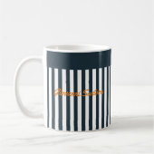Navy Stripes | Het Monogram van de moderne man Koffiemok (Links)