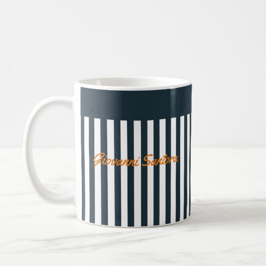 Navy Stripes | Het Monogram van de moderne man Koffiemok (Links)