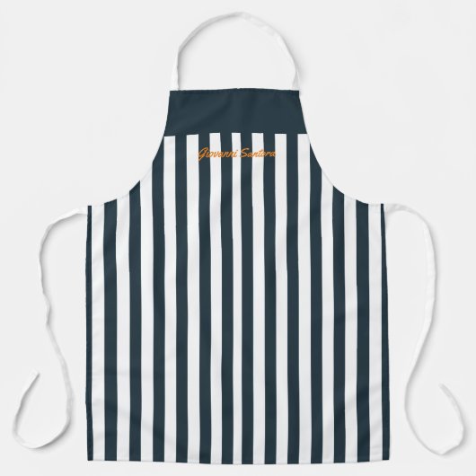 Navy Stripes | Het Monogram van de moderne man Schort (Voorkant)