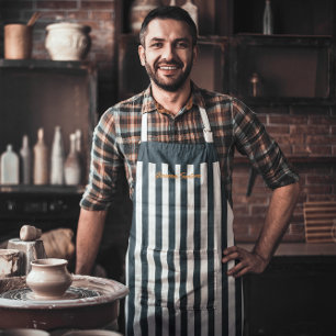 Navy Stripes   Het Monogram van de moderne man Schort