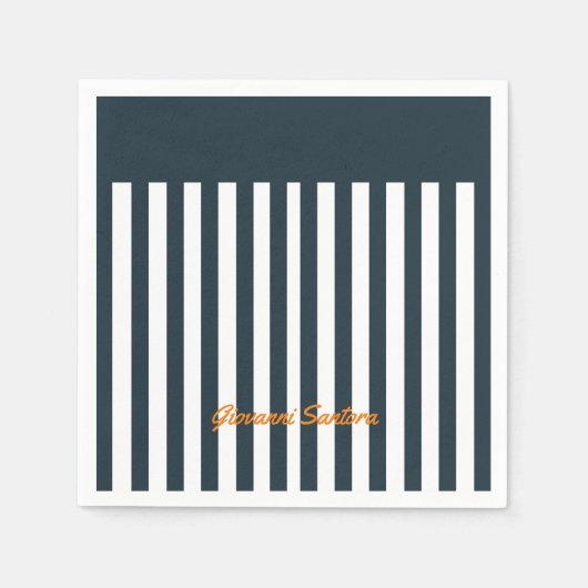 Navy Stripes | Het Monogram van de moderne man Servet (Voorkant)