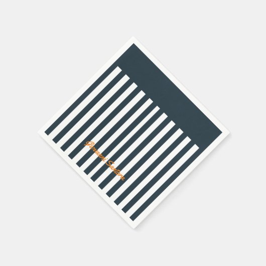 Navy Stripes | Het Monogram van de moderne man Servet (Hoek)