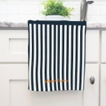Navy Stripes | Het Monogram van de moderne man Theedoek<br><div class="desc">Het marinepak met krijtstrepen is een klassiek garderobe-nietje van man. Gooi een scheutje sinaasappel in voor een moderne kijk op deze esthetiek om op te vallen tegen de menigte. Stripes blijven vandaag de dag net zo populair als eeuwenlang. Dit monogram collectie straalt verfijning, elegantie en plezier uit. Dit collectie zorgt...</div>